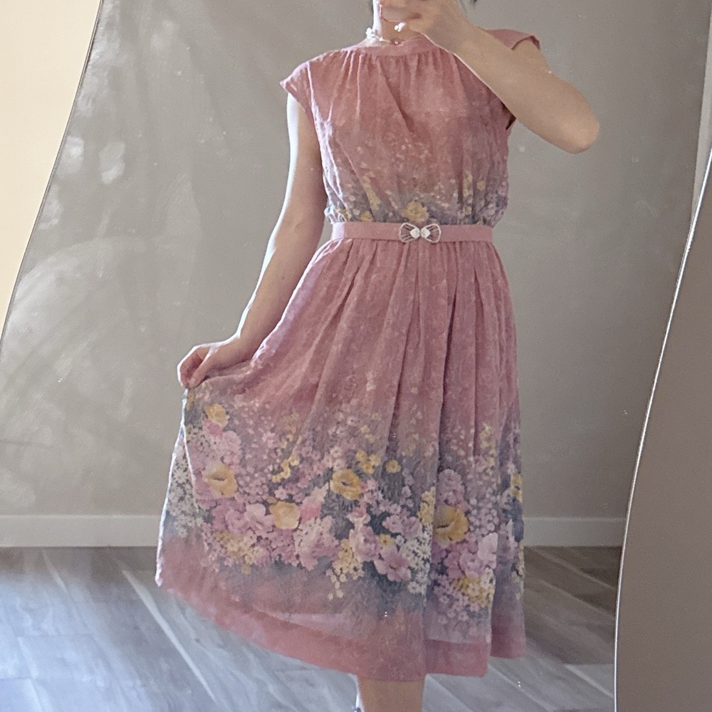 Floral Pink Dress Japanese vintage